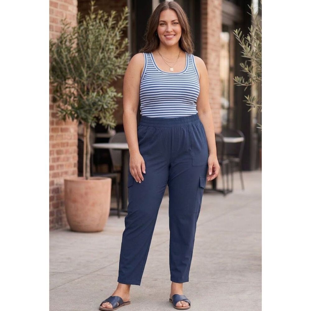 New Old Navy High-Waisted SleekTech Cargo Ankle Pants Navy Women's Plus Size 4X